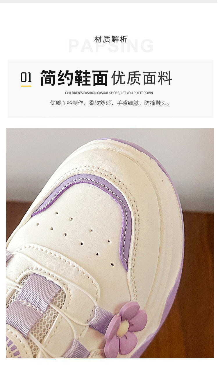 Children's Sports Shoes Spring and Autumn2025New Student Knob Girls' White Sneakers Versatile Casual Girls' Running Shoes - 图片 15