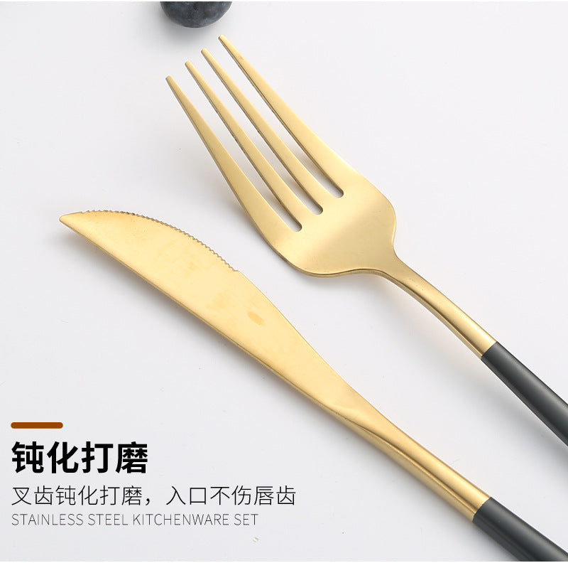 410Stainless Steel Cutlery Western Steak Knife Fork Spoon6People Serving Hotel Restaurant Portugal24Piece Suit - 图片 23