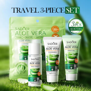 Aloe Vera Travel Three-Piece Set SADOER Aloe Vera Gel Toner Facial Cleanser  Wholesale