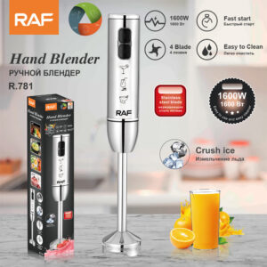 RAF EU Standard Four-Blade Handheld Stick Blender Multi-Functional Household Food Processor for Cooking, Baby Food, and Baking R.781