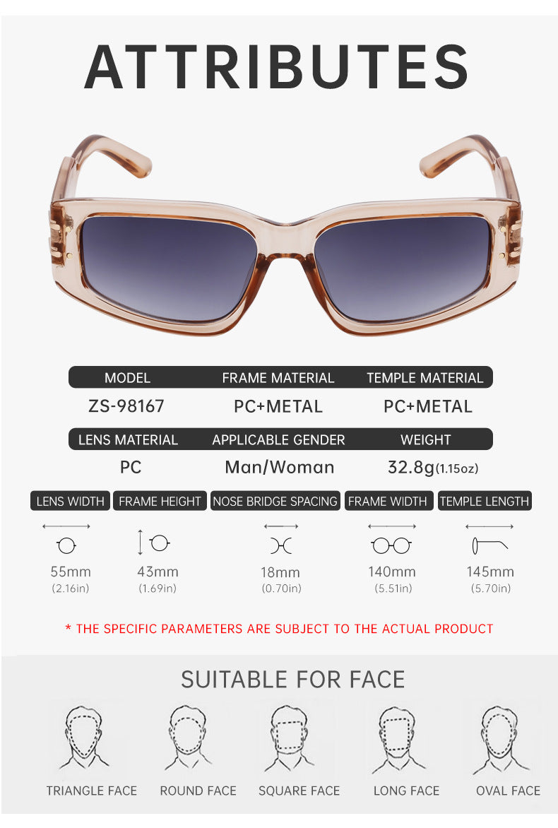 Fashion Square Frame Sunglasses for Women, Sun Protection, High-End European and American Style Small Frame Glasses Wholesale sunglasses Sunglasses - 图片 24