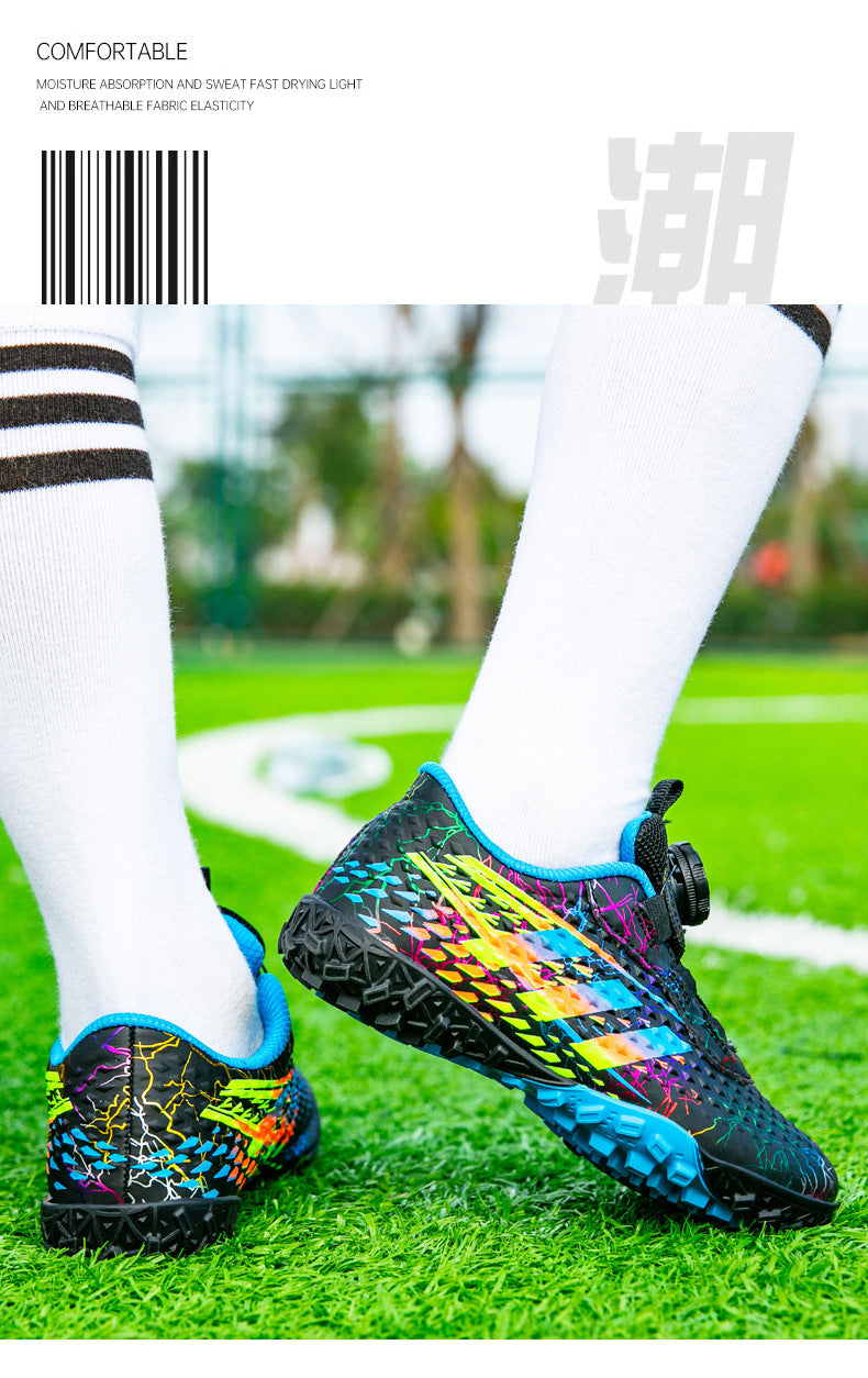 New style soccer shoes for men, women, and children with rotating buckle TF Broken Nail Style Youth Student Grassland Competition Training Shoes - 图片 25