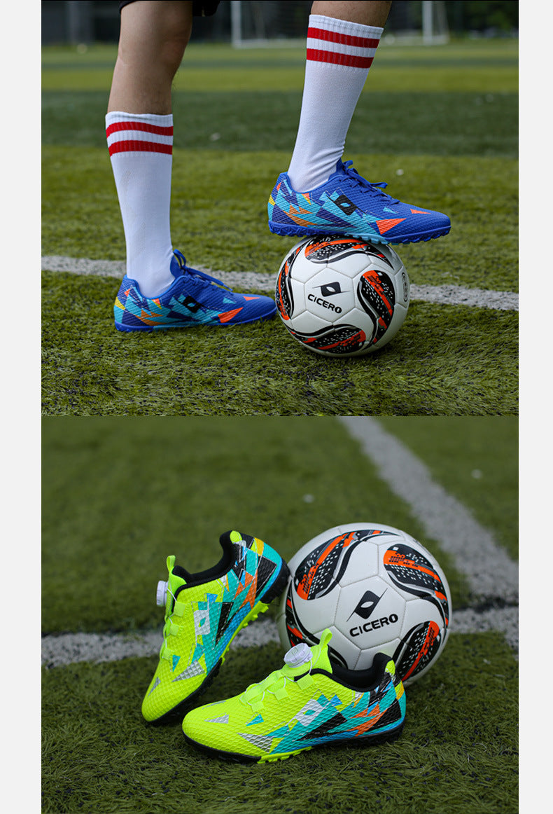 Rotating Buckle Football Shoes Breathable Anti-Slip TF Children's and Teenagers' Turf Training Shoes for Flat Ground Competitions - 图片 26