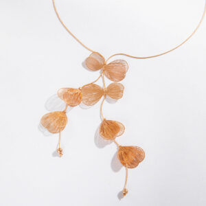 European and American Niche Ginkgo Leaf Tassel Necklace Design Sense Retro Pull-out Imitation Pearl Choker Jewelry choker