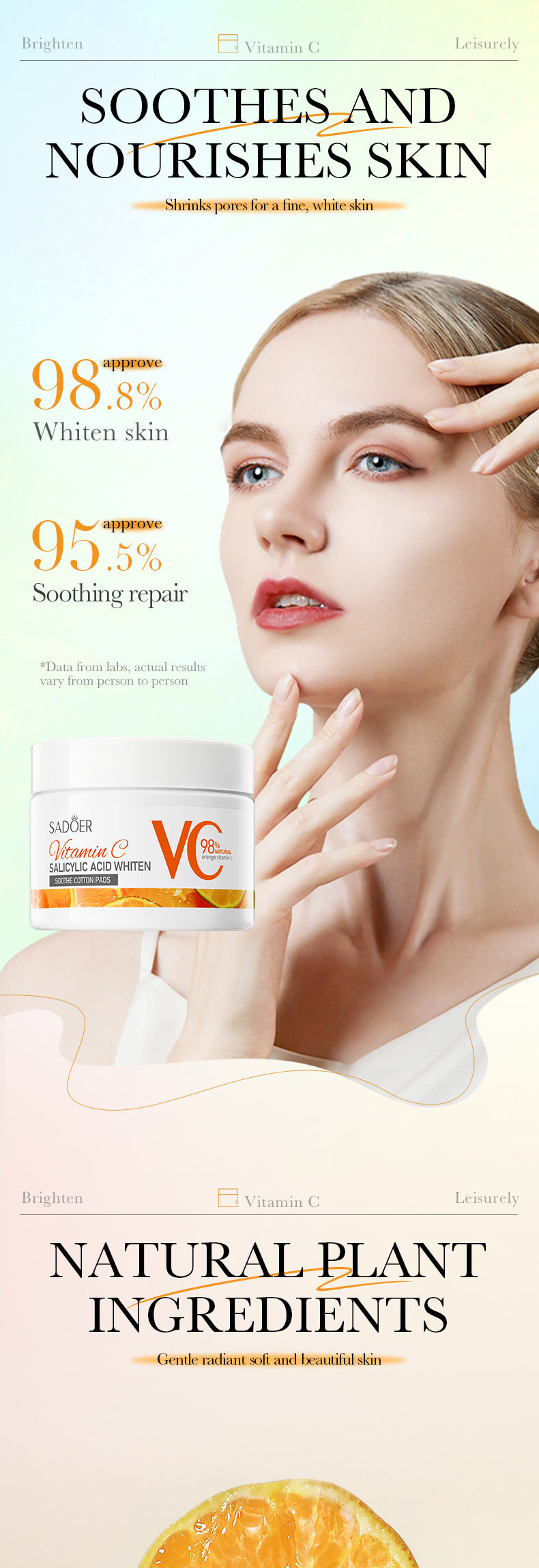 Vitamin C Cotton Sheet SADOER Salicylic Acid Whitening and Rejuvenating Mask Cross-Border Wholesale - 图片 9