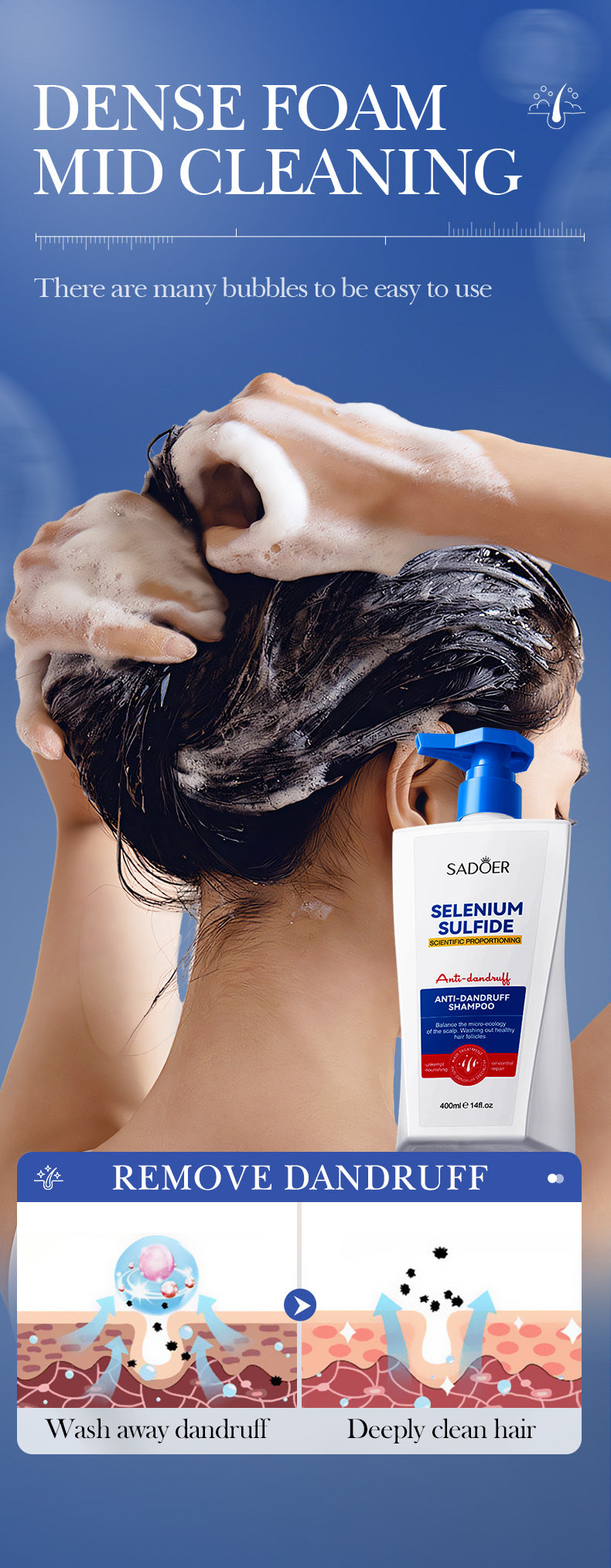 Cross-border Selenium Disulfide Anti-Dandruff Shampoo400ml Deep Cleansing and Moisturizing Shampoo Export Manufacturer Wholesale - 图片 15