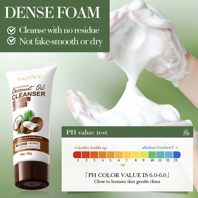 Coconut Oil Purifying Cleanser SADOER Moisturizing and pore-cleaning facial cleanser cross-border wholesale - 图片 5