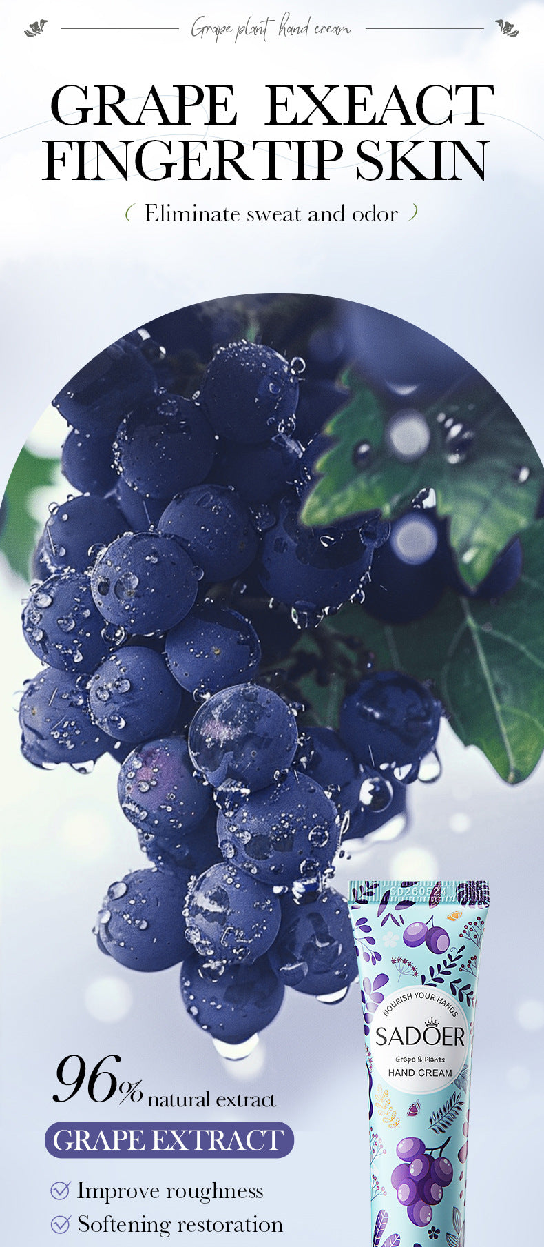 Grape Moisturizing Hand Cream SADOER Autumn and winter anti-chapped moisturizing hand cream cross-border foreign trade wholesale - 图片 10