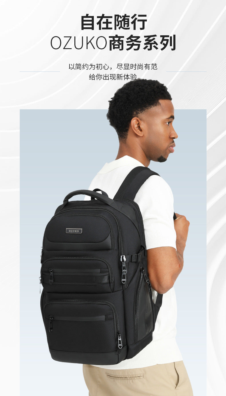 OZUKO Business Backpack Men's Computer Backpack Waterproof High-end Business Travel College Student Commuting School Bag - 图片 9