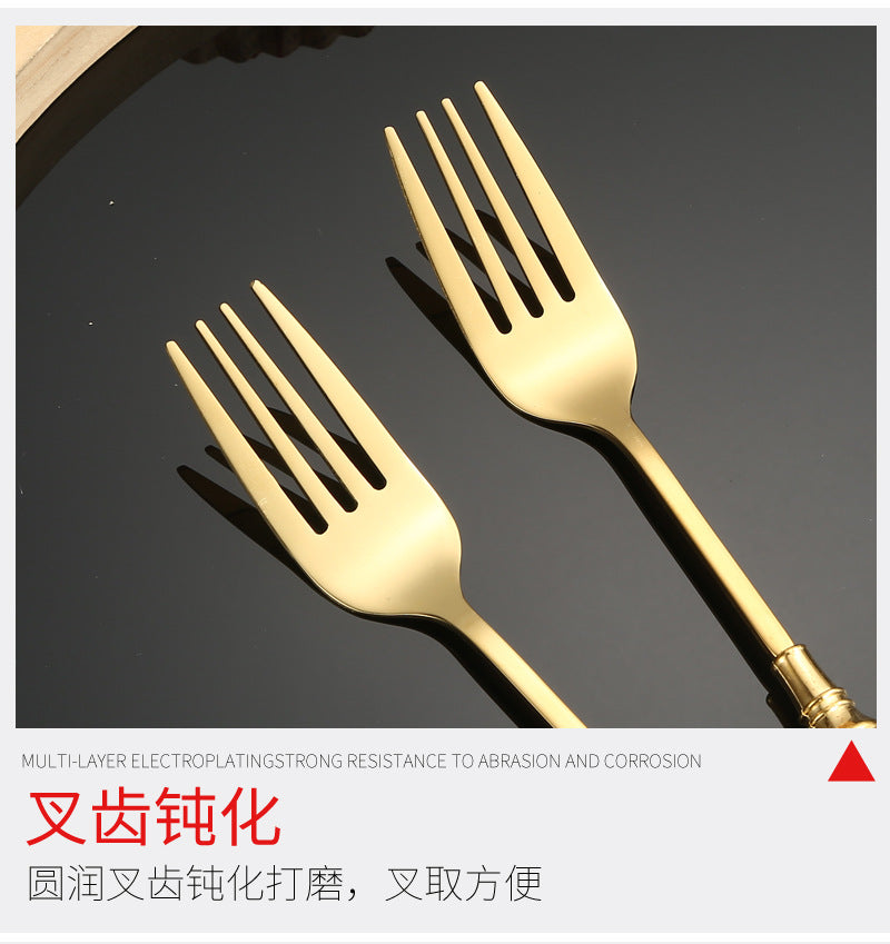Stainless Steel Cutlery Restaurant Western Steak Knife Fork Imitation Marble Pattern Ceramic Handle Knife Fork Spoon Tea Spoon Tea Fork Set - 图片 48