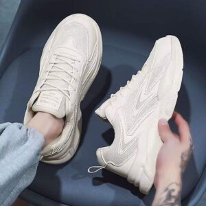 Men's Shoes Summer New Breathable Mesh Shoes Men's Sports Shoes Korean Style Versatile White Shoes Thick Running Casual Shoes
