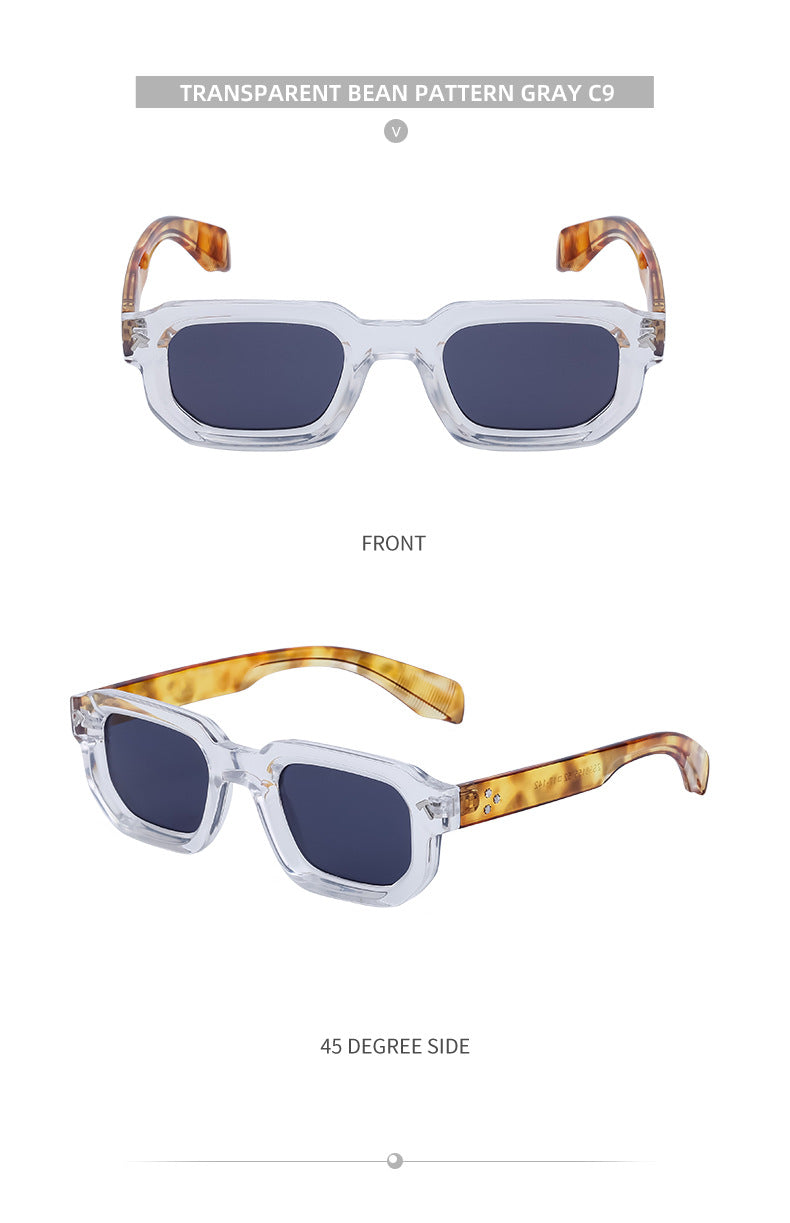 New European and American Fashion Square Frame Sunglasses for Men, Simple Personality Black Frame Glasses sunglasses - 图片 36