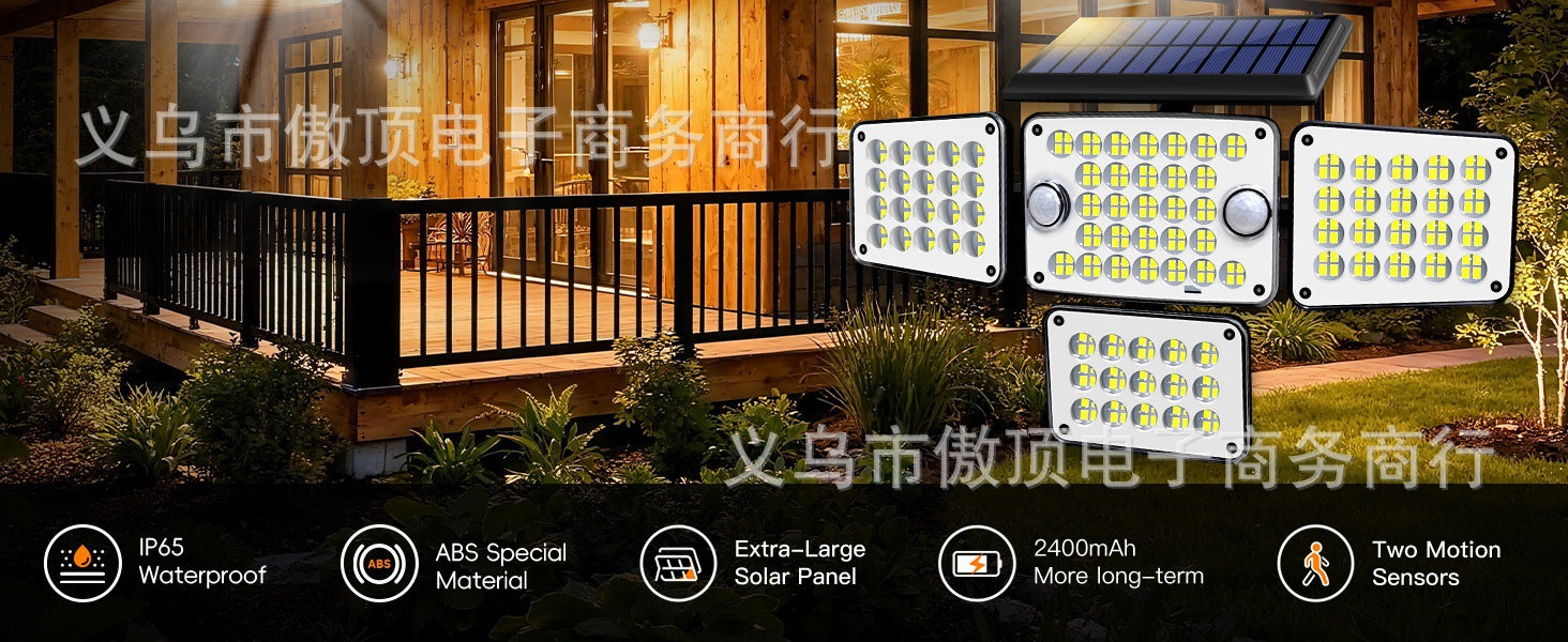 Solar Wall Light Four-Head Upgraded Dual-Sensor Rotating Outdoor Street Light Human-Sensor Garden Light - 图片 7