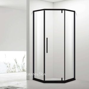 Sliding Foldable Clear Glass with Satin Black Hardware Bath Shower Room Bathroom Doors with Frame for Hotels