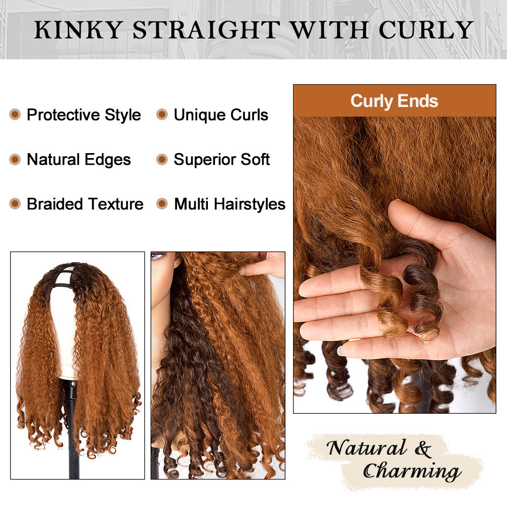 Ginger Orange V part Yaki Wig Synthetic Wig Cross-border African Synthetic Fiber Fake - 图片 17