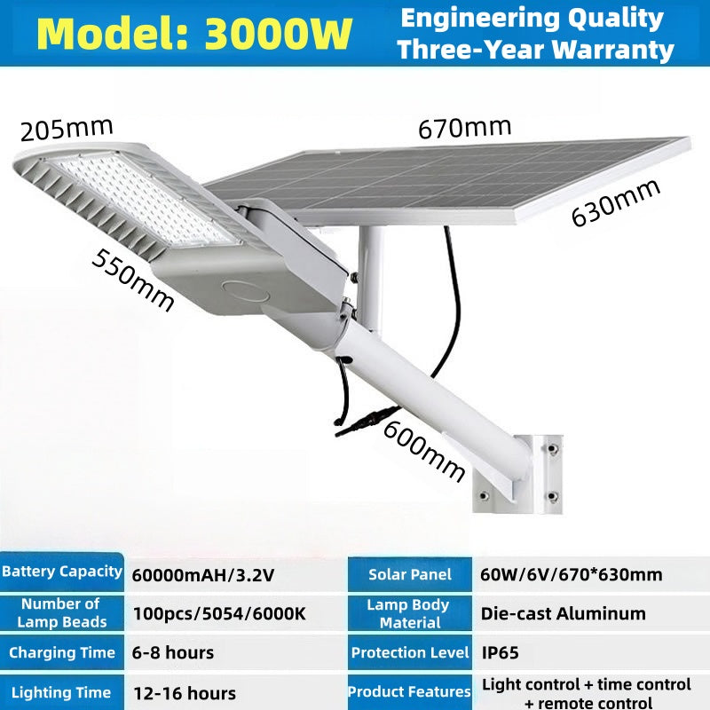 Solar Outdoor Light IP65 Waterproof Lighting Garden Light 300W500W1000W High Brightness LED Solar Street Light - 图片 6