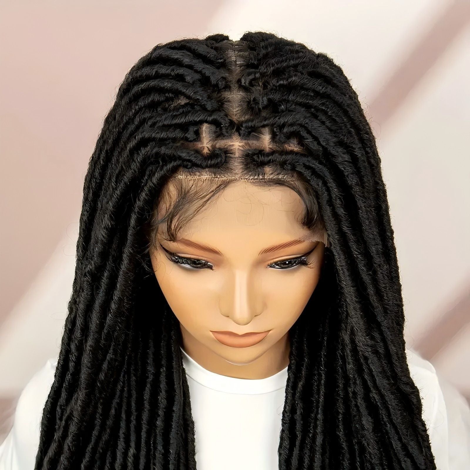 Foreign Trade Cross-Border European American African Women's Full Lace Goddess of Liberty Wig Faux Locs Fashion hair - 图片 11