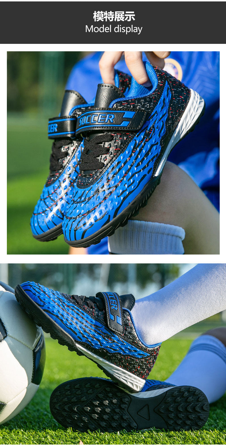 New football shoes for men and women with Velcro for children TF Broken Nail Style Youth Student Grassland Flat Training Shoes - 图片 19