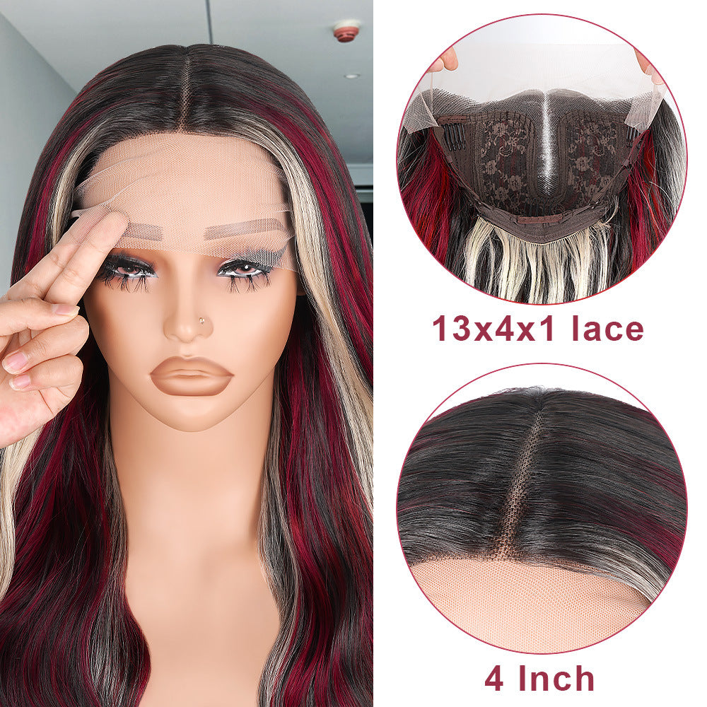Red Black Highlight Wig 13X4 Synthetic Lace Front Wigs - 图片 15