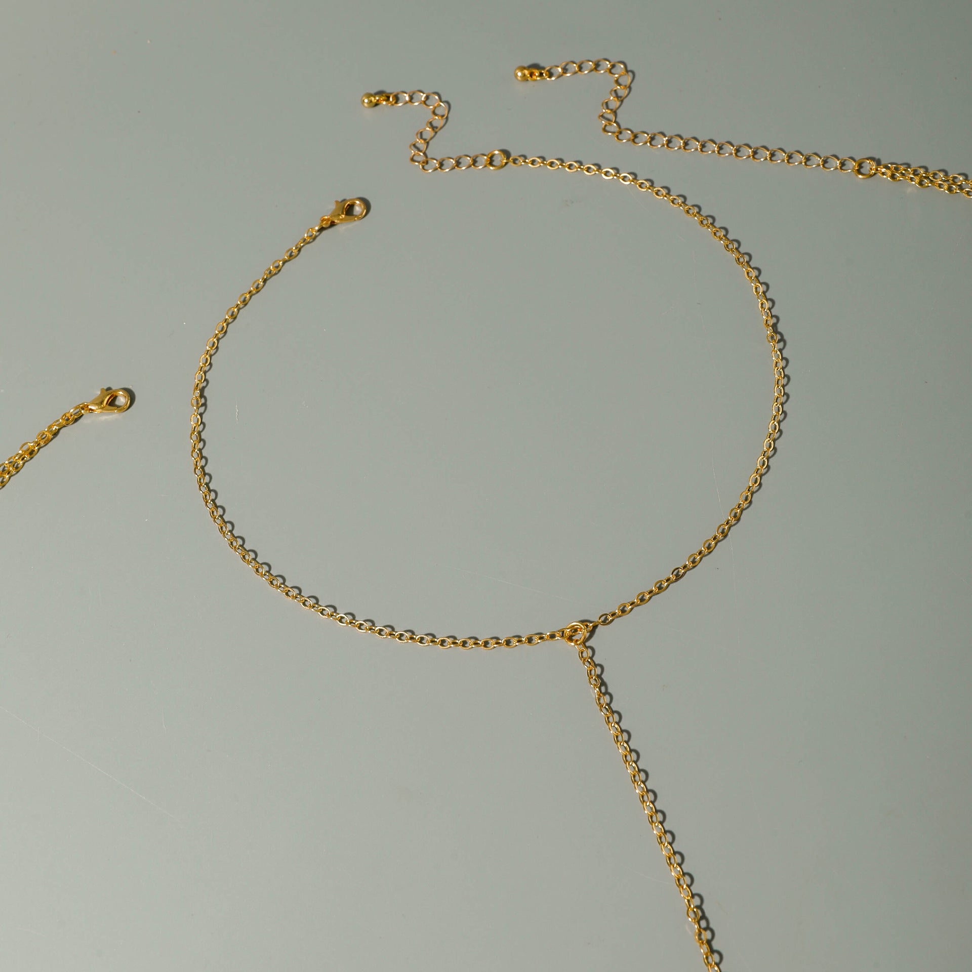 Trendy Simple Men's Body Chain Necklace Fashion Imitation Emerald Heart Hollow Chest Chain with Diamonds - 图片 13