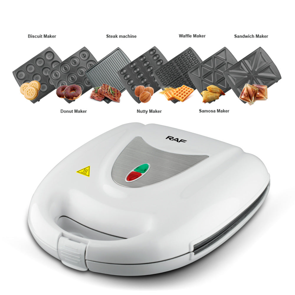 RAF European Standard Sandwich Maker Household Multi-Functional 7-in-1 Waffle Maker Breakfast Machine Portable Baking - 图片 13