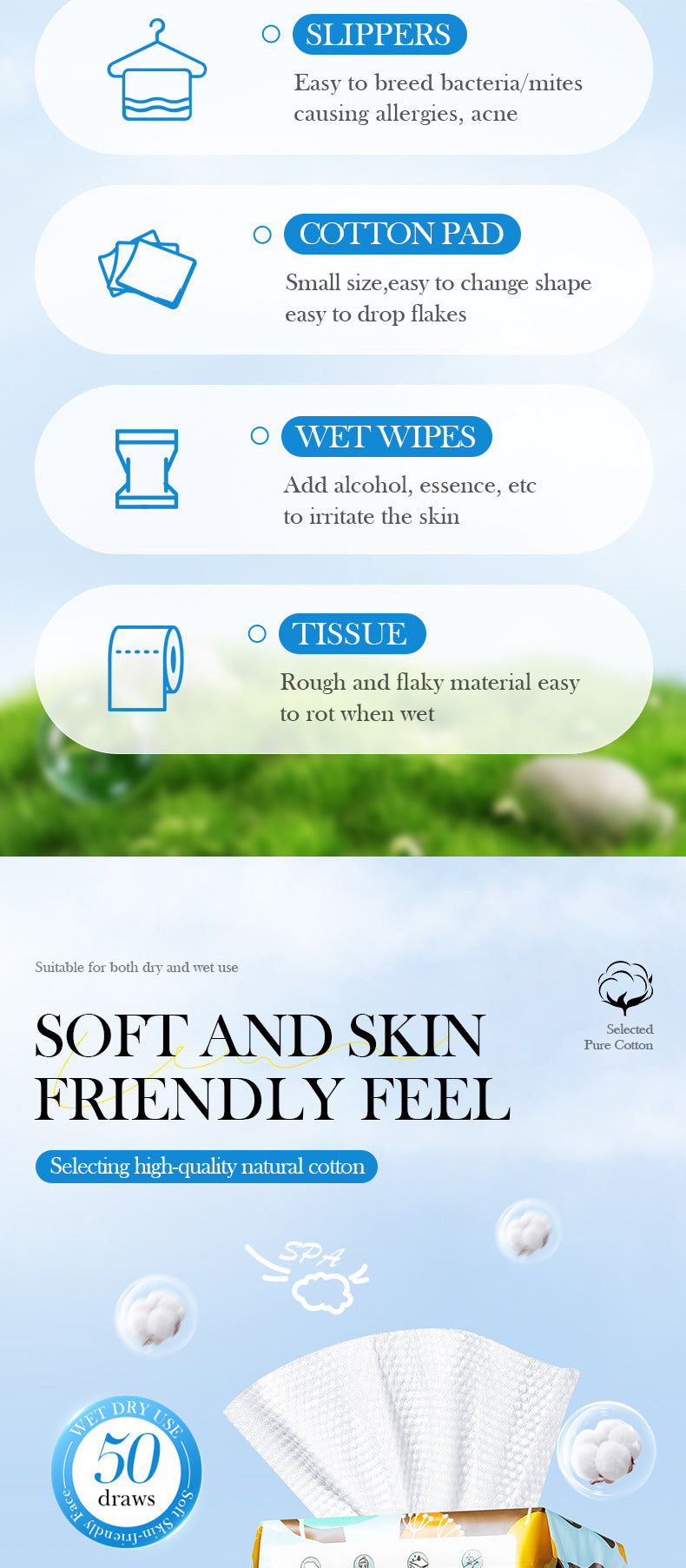 Pure Cotton Skin-Friendly Face Towel50Pumping SADOER Daily Makeup Remover Towels Face Towels Cross-Border Wholesale - 图片 7