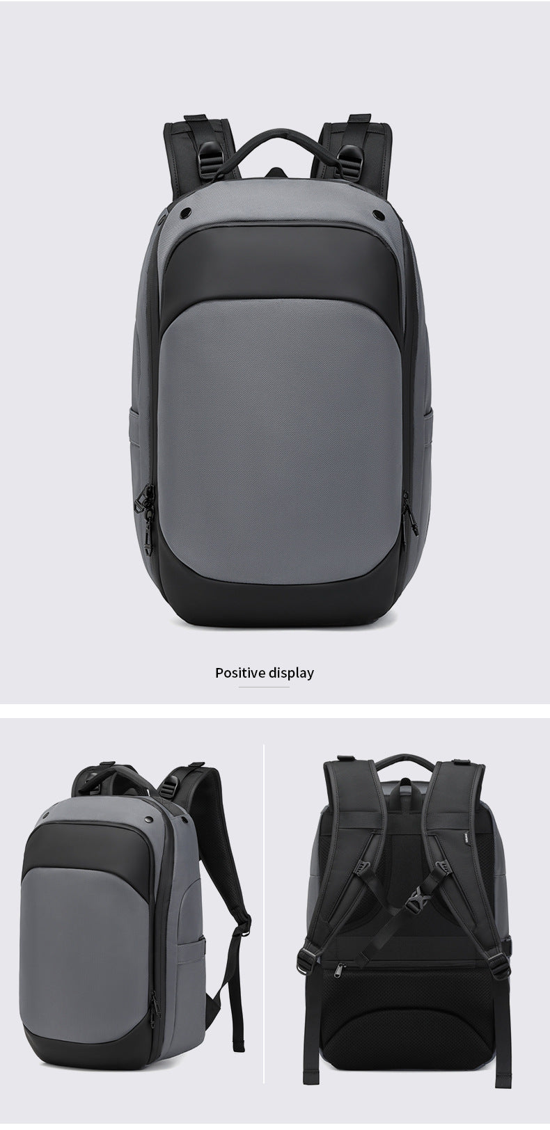 OZUKO Business Backpack for Men, Double Shoulder Laptop Bag, Waterproof, Large Capacity, Commuter School Bag, College Student Trendy Brand, High-End Feel - 图片 26