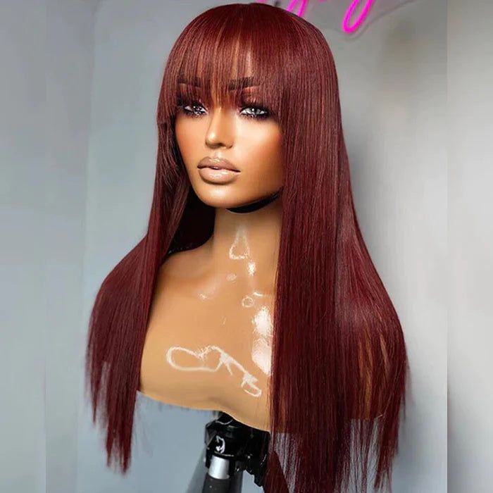 High temperature synthetic Straight Wigs with Bangs - 图片 7