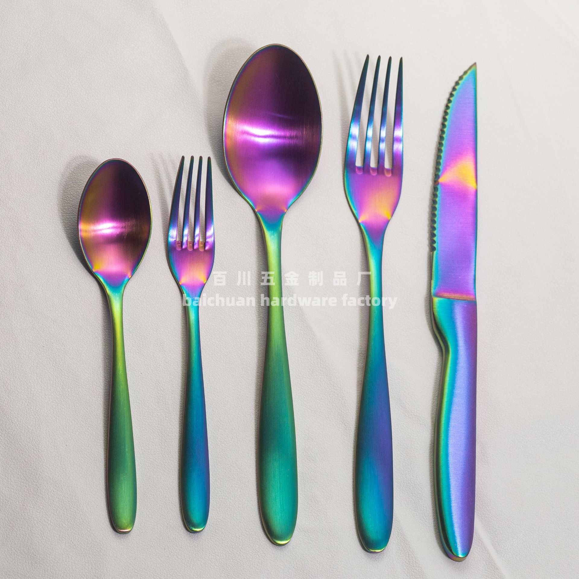 304Stainless Steel Knife Fork Spoon Set Western Tableware Hotel Heavy Sanding Wholesale Steak Knife Tea Spoon Classic Style - 图片 6
