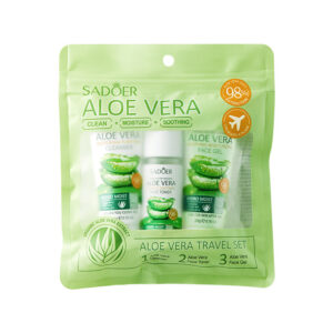 Aloe Vera Travel Three-Piece Set SADOER Aloe Vera Gel Toner Facial Cleanser  Wholesale