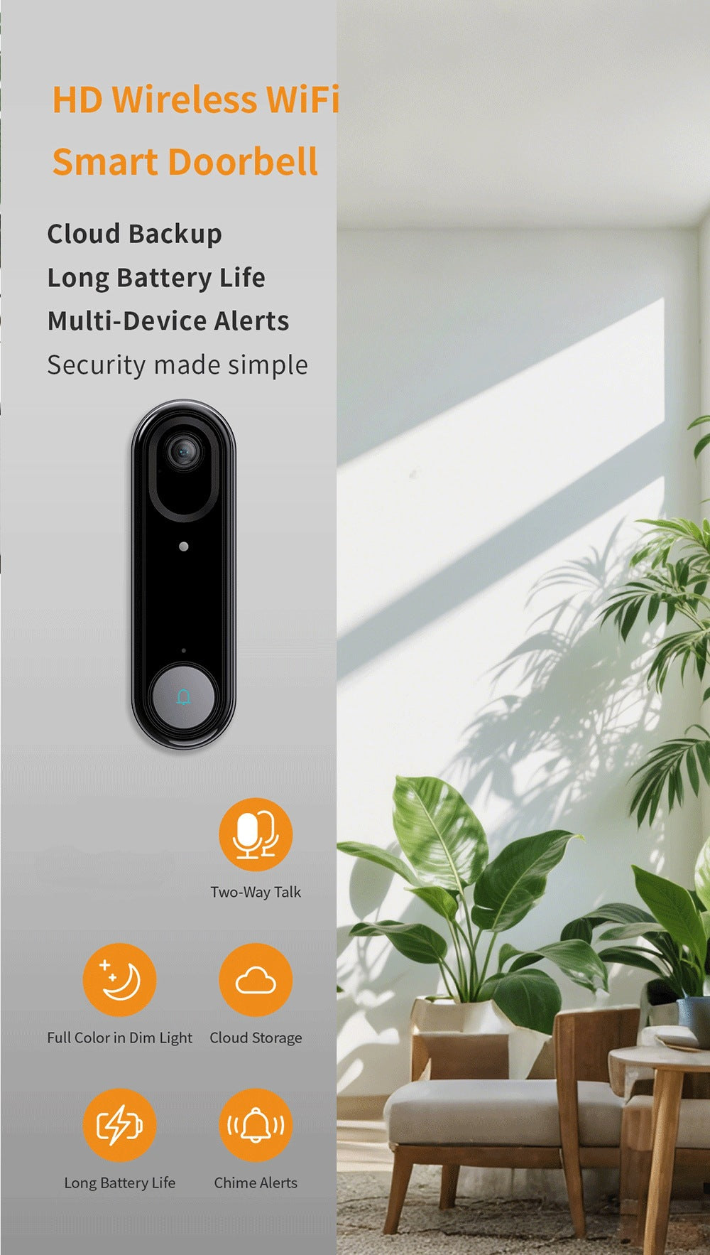 Intelligence Z80Doorbell for Home Use Low Power Consumption Wireless wifi Video Doorbell HD Night Vision Surveillance Doorbell with Ding Dong - 图片 7