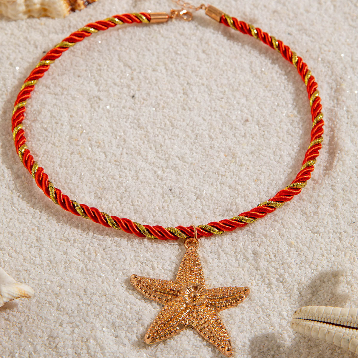 European and American Metal Ocean Style Starfish Pendant Necklace Jewelry Personality Exaggerated Star Beach Vacation Necklace for Women