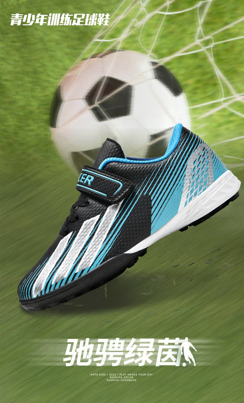 New football shoes for men and women with Velcro for children TF Broken Nail Style Youth Student Grassland Flat Training Shoes - 图片 9