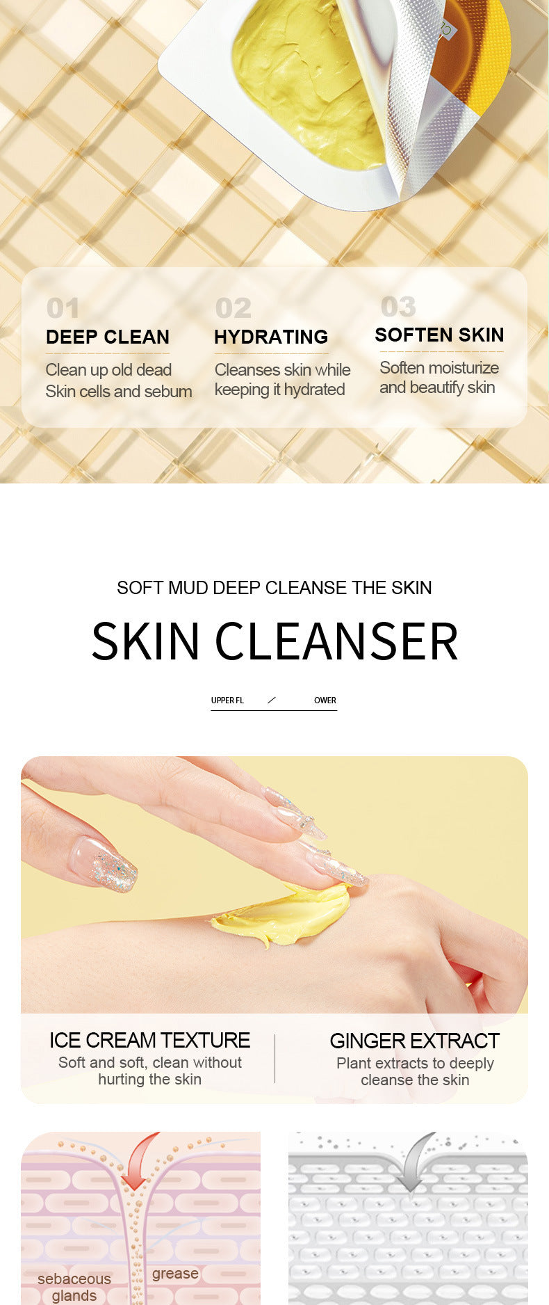 Cleaning Compound Film SADOER Green Tea Turmeric Rose Moisturizing Mask Cross-Border Foreign Trade Wholesale - 图片 8