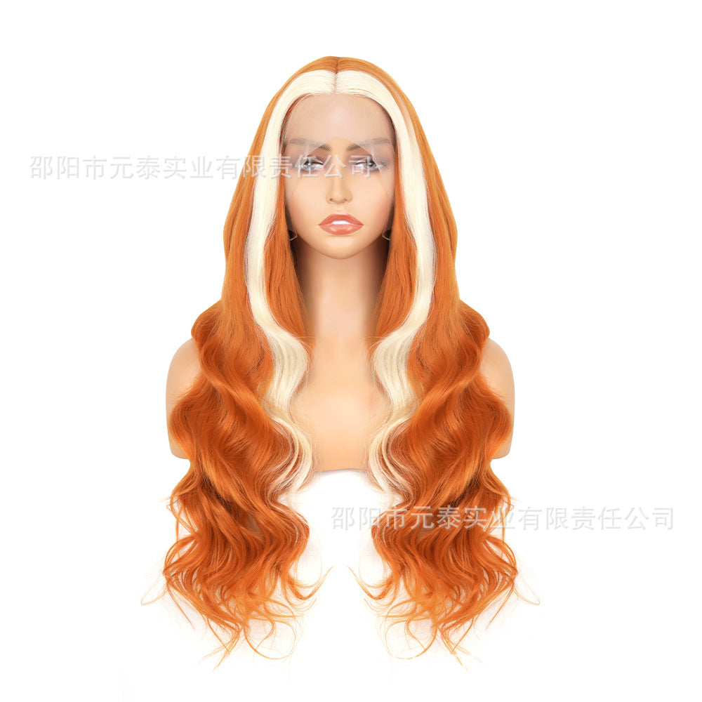 Lace Front Big Wave Synthetic Wig Long Curly Hair frontalwig Gradient Highlight Headband Gradient Highlight - 图片 6