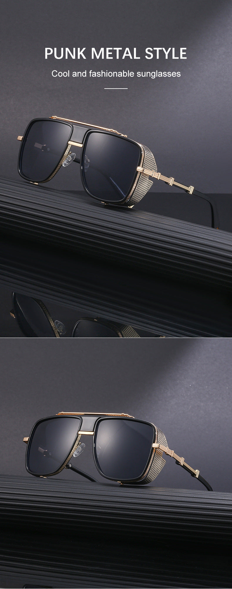 European and American Steampunk Sunglasses for Men, UV Protection, Full Coverage, Sunscreen Sunglasses for Women, Trendy Wholesale Glasses - 图片 14