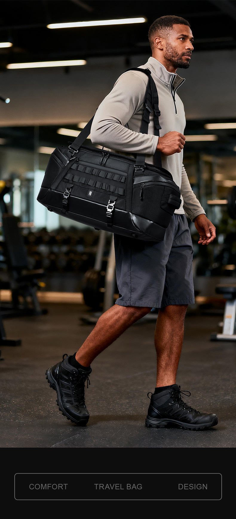 Men's Travel Bag Multifunctional Sports Fitness Bag Large Capacity Waterproof Travel Bag Business Trip Handheld Backpack - 图片 13