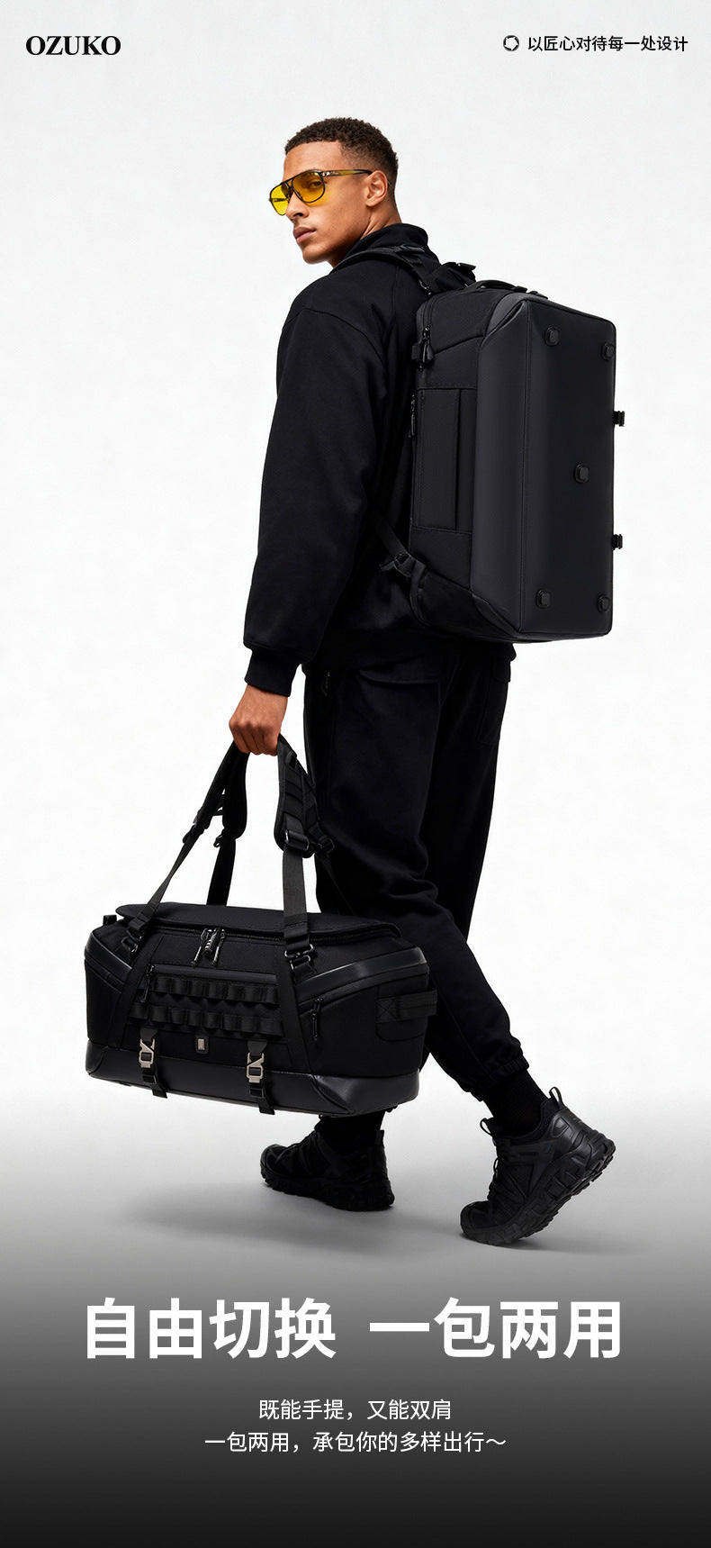 Men's Travel Bag Multifunctional Sports Fitness Bag Large Capacity Waterproof Travel Bag Business Trip Handheld Backpack - 图片 5