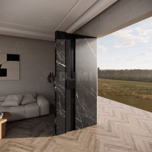 China Top Manufacturers Personalized Custom Surface Marble Pattern Metal Pivot Door Luxury Design Main Front Entry Exterior Door