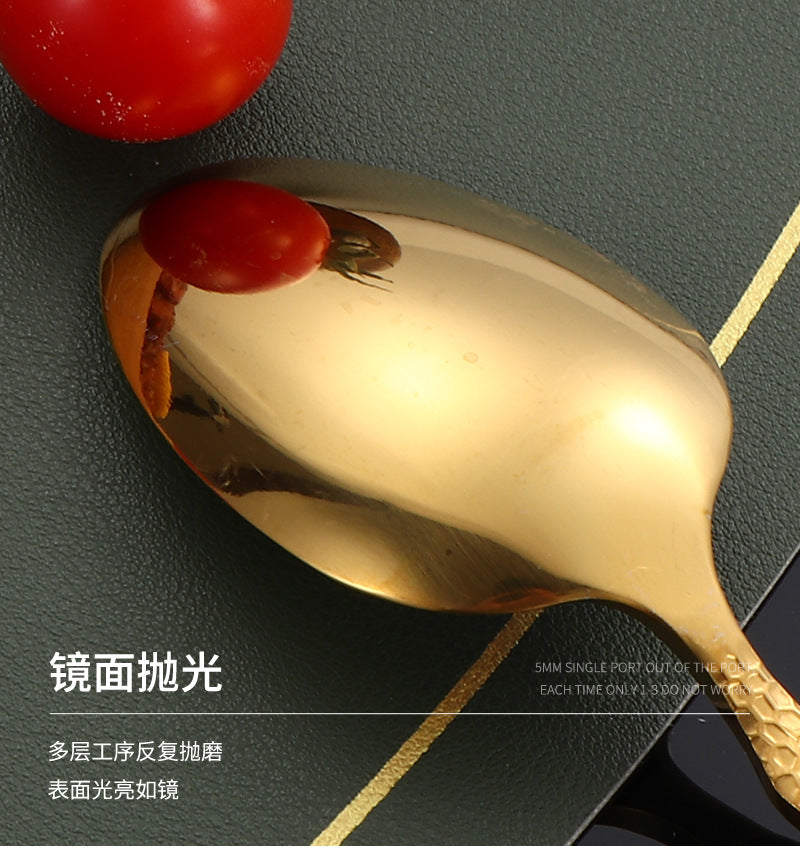 410Stainless Steel Tableware Hotel Restaurant Hammered Knife Fork Spoon24Set of High-End Western Cuisine Embossed Steak Knives and Forks - 图片 34