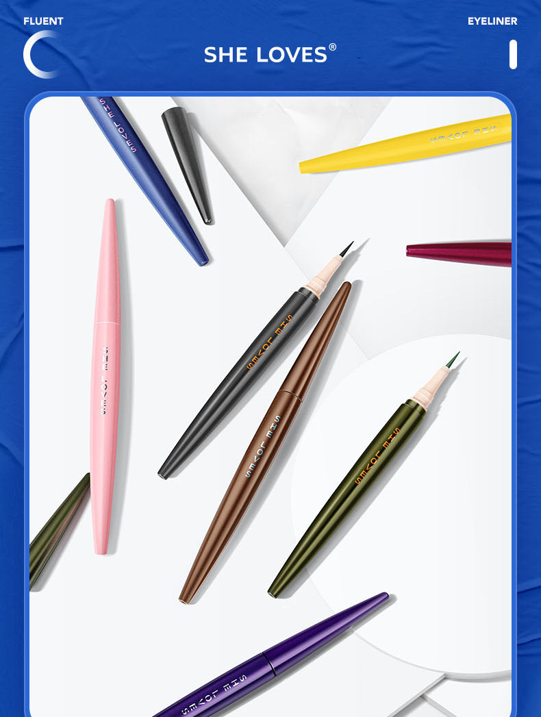SHELOVES Eyeliner Waterproof Non-Smudge Black Brown Ultra-Fine Lower Lash Liquid Eyeliner Pen - 图片 14