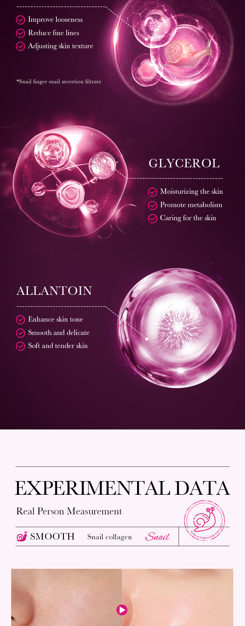 Snail Face Mask25g SADOER Collagen Hydrating Moisturizing Tablets Wholesale - 图片 13