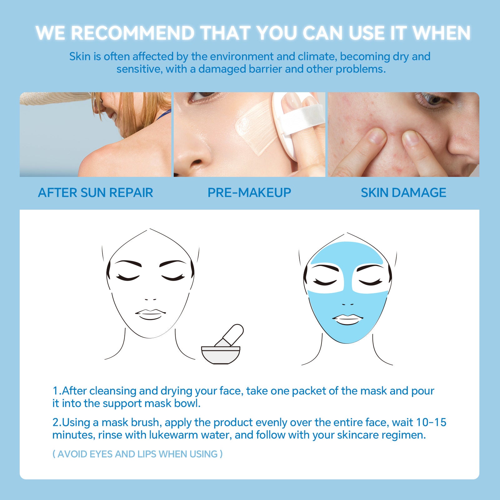 Hydrating and Soothing B5Facial Mask Hydrating Moisturizing Brightening Dullness Emergency Repair Soothing Sensitive Skin Mask Set - 图片 19