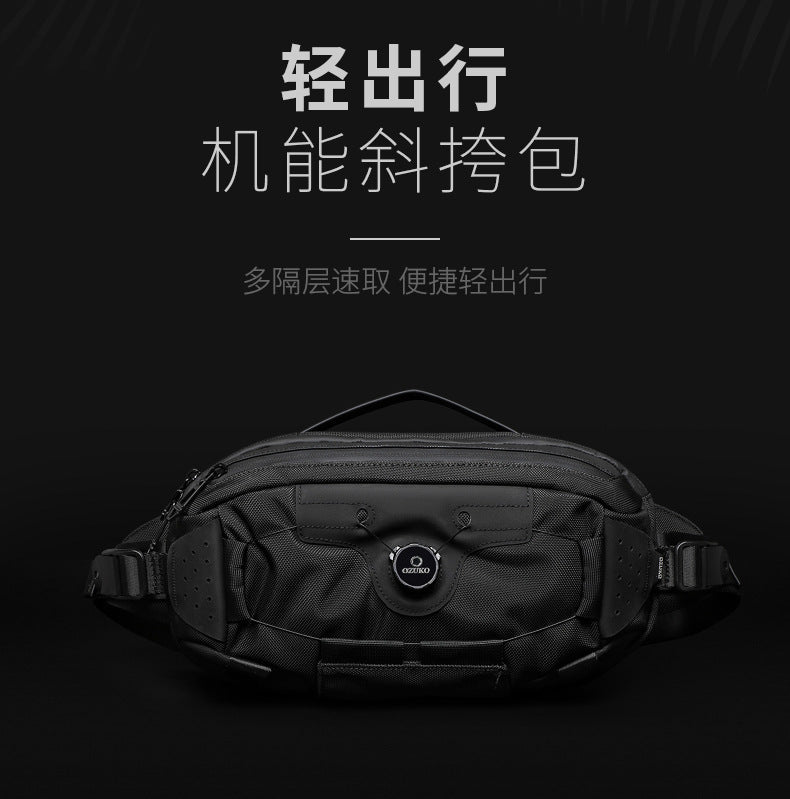OZUKO Men's Chest Bag Crossbody Waist Bag Multifunctional Tactical Waterproof Portable Outdoor Cycling Trendy Brand High-end Bag - 图片 9