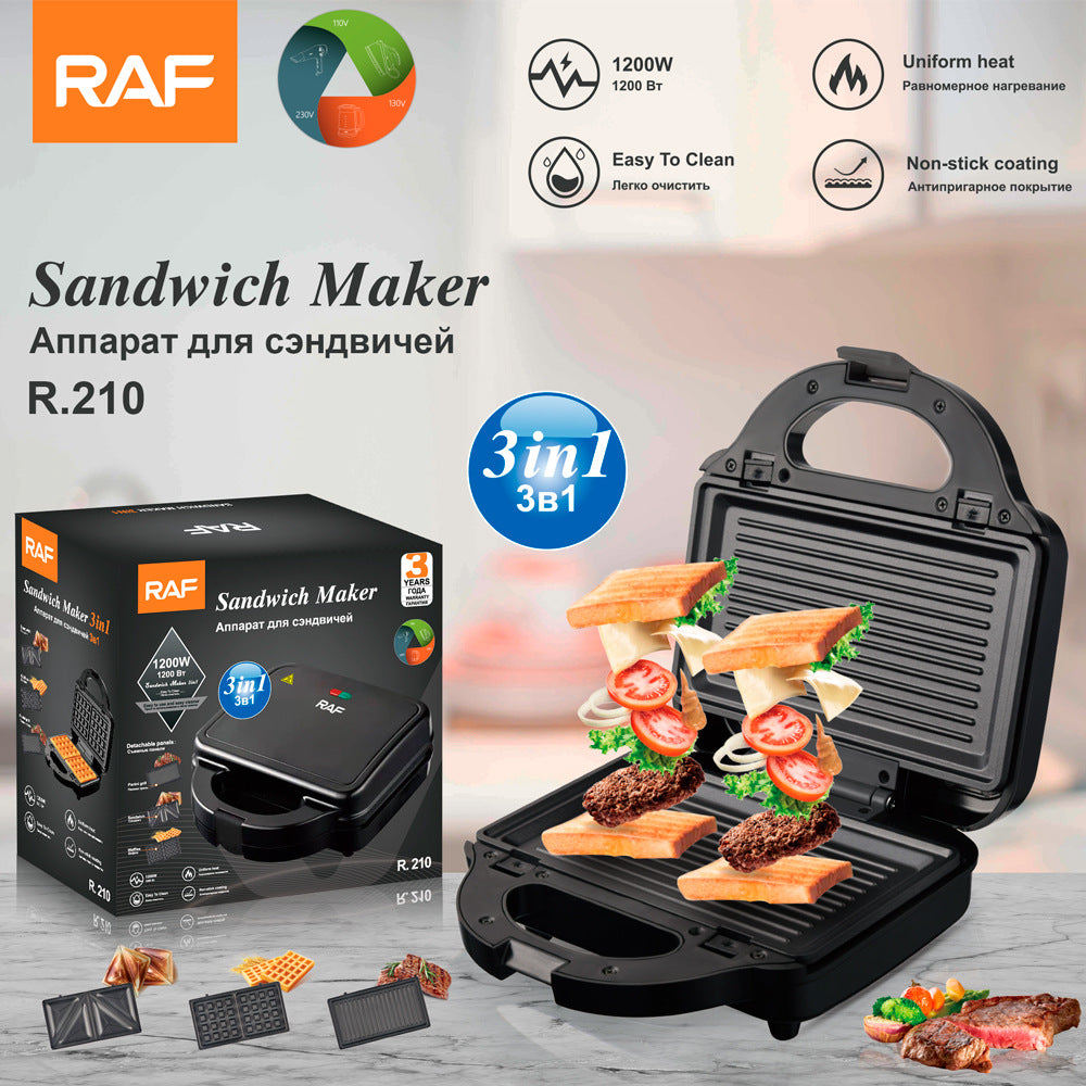 RAF European Standard 3-in-1 Multifunctional Breakfast Maker Sandwich Maker Waffle Maker Steak Maker Toaster - 图片 10
