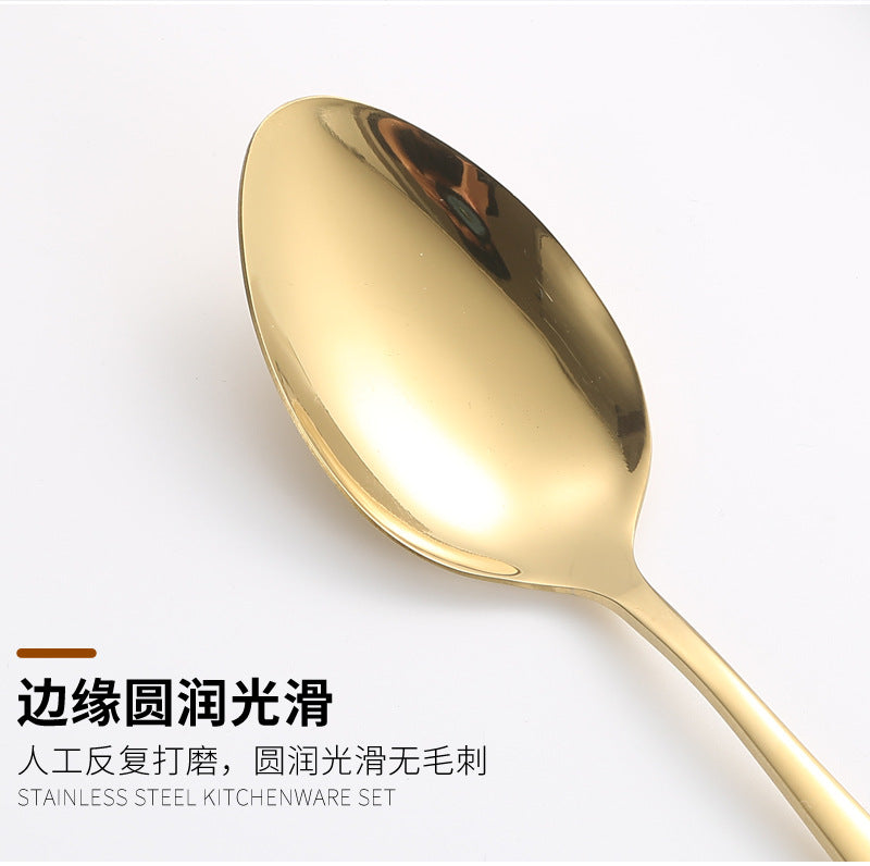 410Stainless Steel Tableware24Set of Hotel Western Dining Square Handle Steak Knife, Fork, Spoon, Tea Spoon - 图片 21
