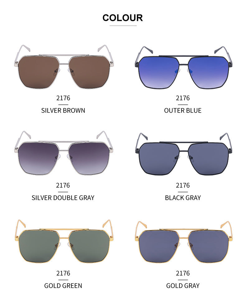 Men's Retro Double Bridge Sunglasses shades Europe and America ins Large Frame Sunglasses for Men Trendy Outdoor Cycling Glasses Wholesale - 图片 16