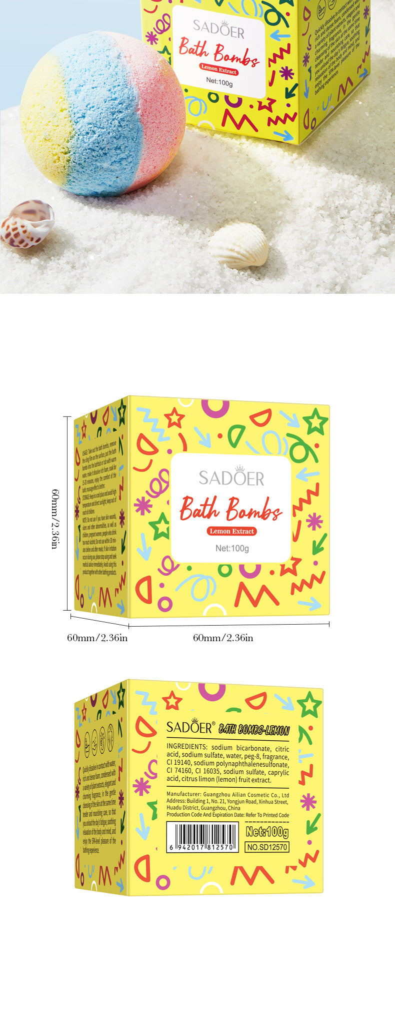 Rose Bath Salt Balls SADOER Deep Cleansing Body Universal Bath Ball Cross-Border Foreign Trade Wholesale - 图片 23