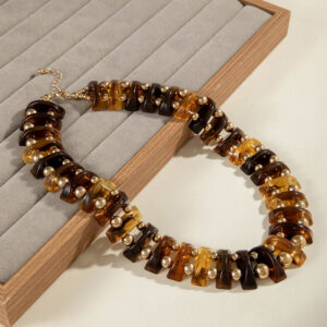 European and American Fashion Trend Exaggerated Necklace Geometric personalized handmade beaded Bohemian style necklace