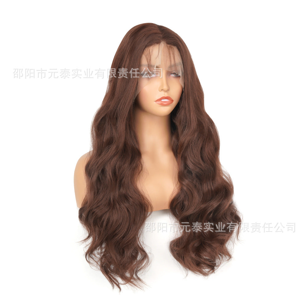 New European and American Style Women's Black Small Middle Part Big Wave Synthetic Long Curly Hair Lace Front Wig Wholesale - 图片 16